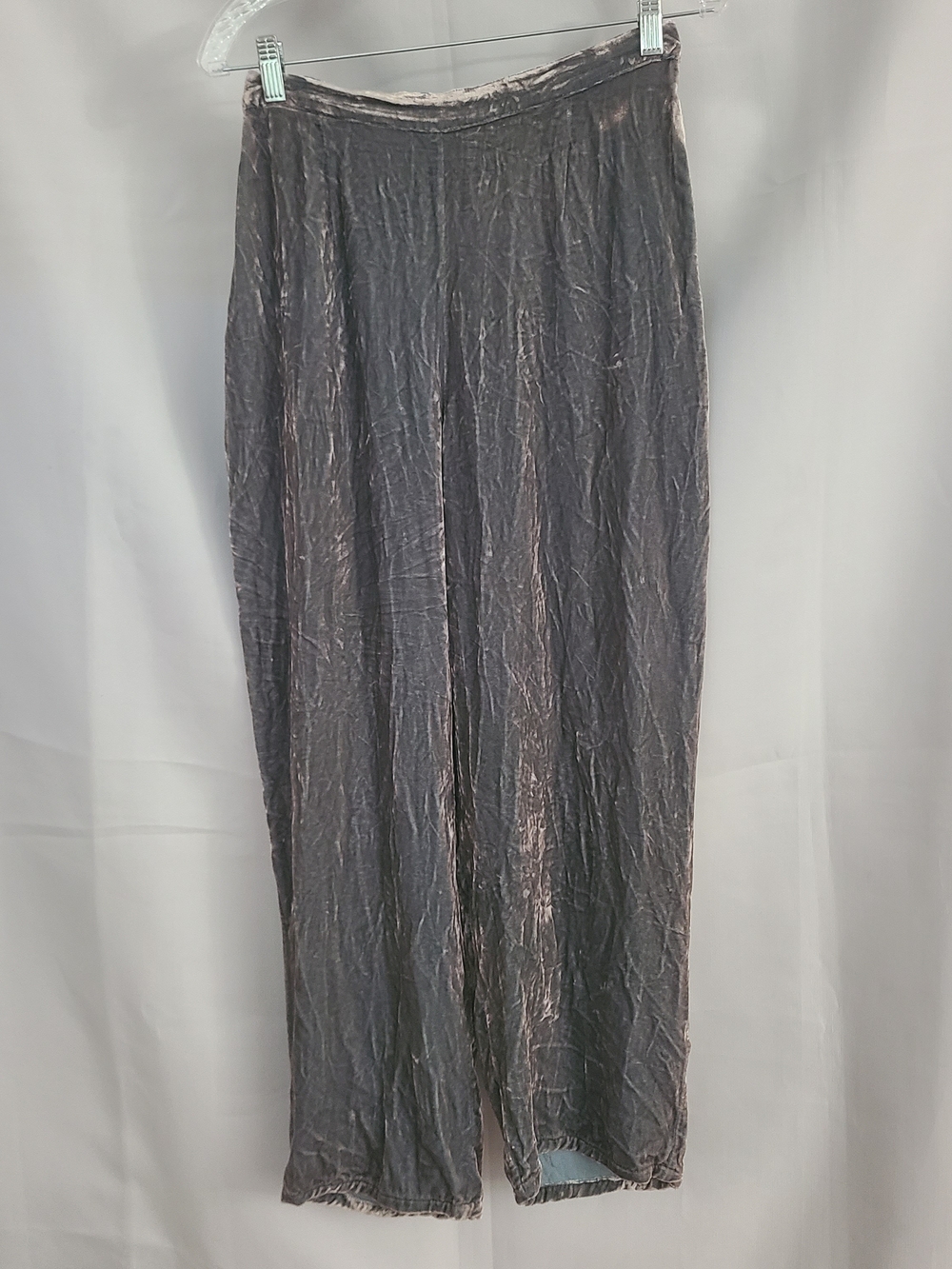Citron Santa Monica S Icy Blue Velvet Wide Leg Boho Silk Blend Whimsygoth Pants